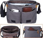 Estarer Messenger Bags for Men Women,13-14 Inch Laptop Water Resistant Shoulder Crossbody Bookbag Canvas Satchel - Image 4